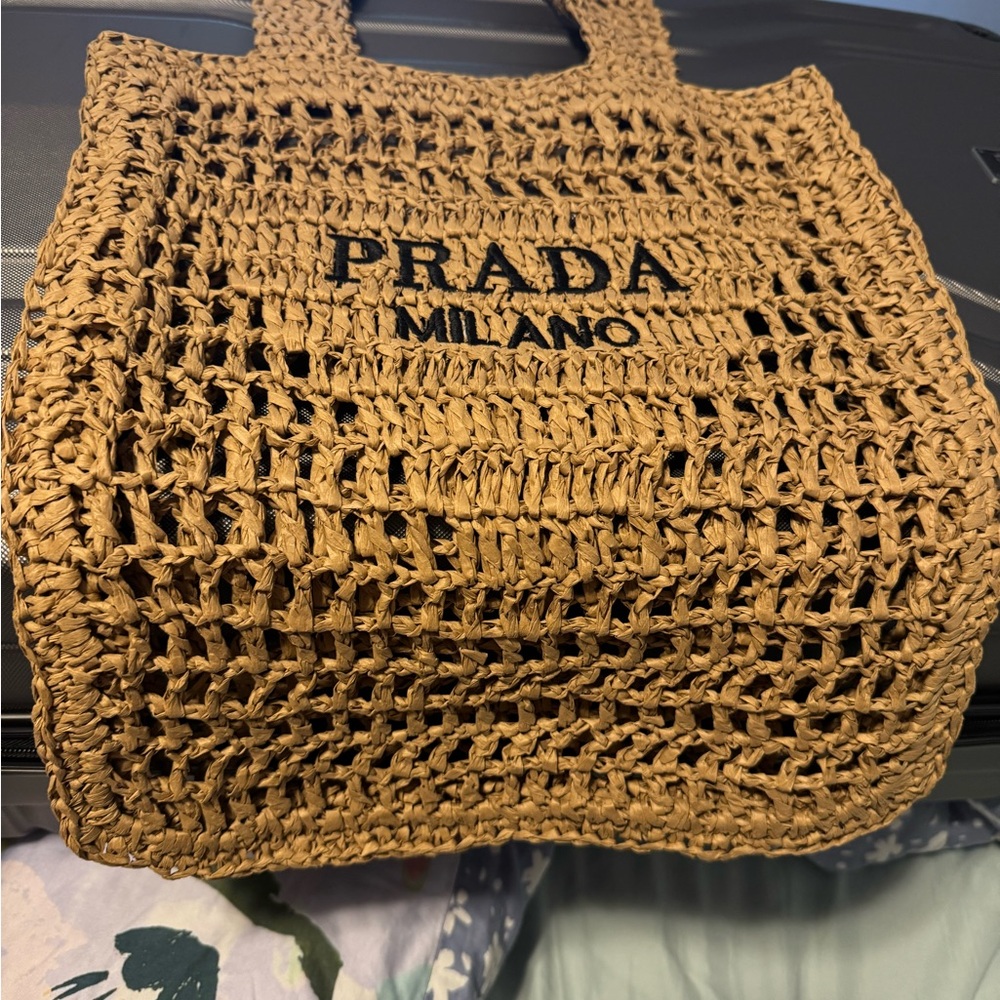 Prada Tan Woven Tote Bag from The Gate